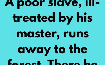 A poor slave, ill-treated by his master, runs away to the forest. There he comes across a lion in pain because of a thorn in his paw. The slave bravely goes forward and removes the thorn gently. The lion without hurting him goes away.