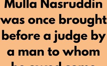 Mulla Nasruddin was once brought before a judge by a man to whom he owed some money. The creditor said to the judge: "This man owes me 500 dinars which are long overdue. I request your excellency to order him to pay me immediately, without further delay."